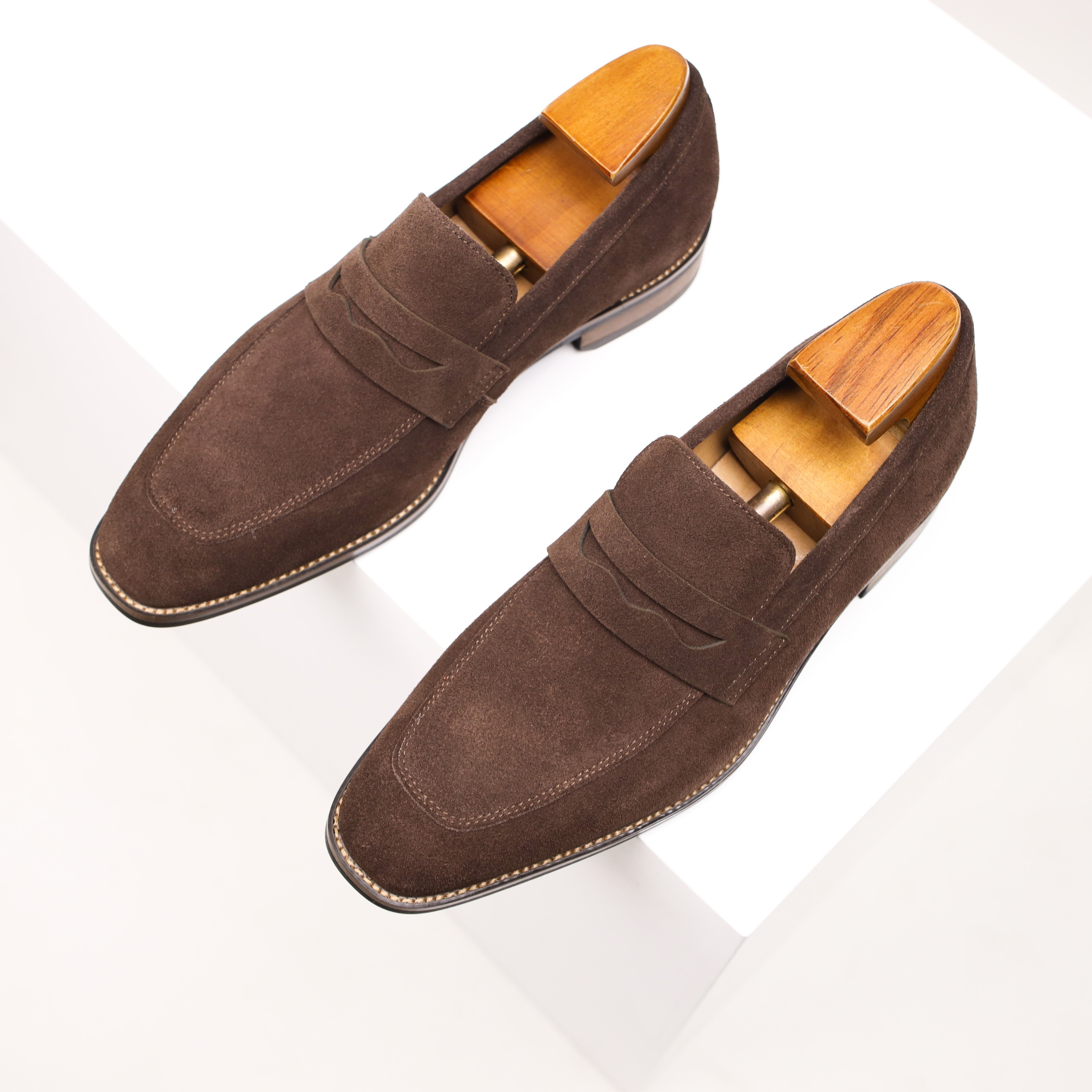 Suede Penny Loafers for Men