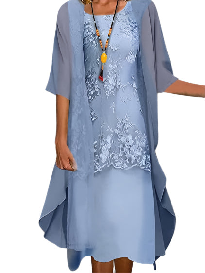 Wedding Guest Sheer Lace Midi Dress for Women