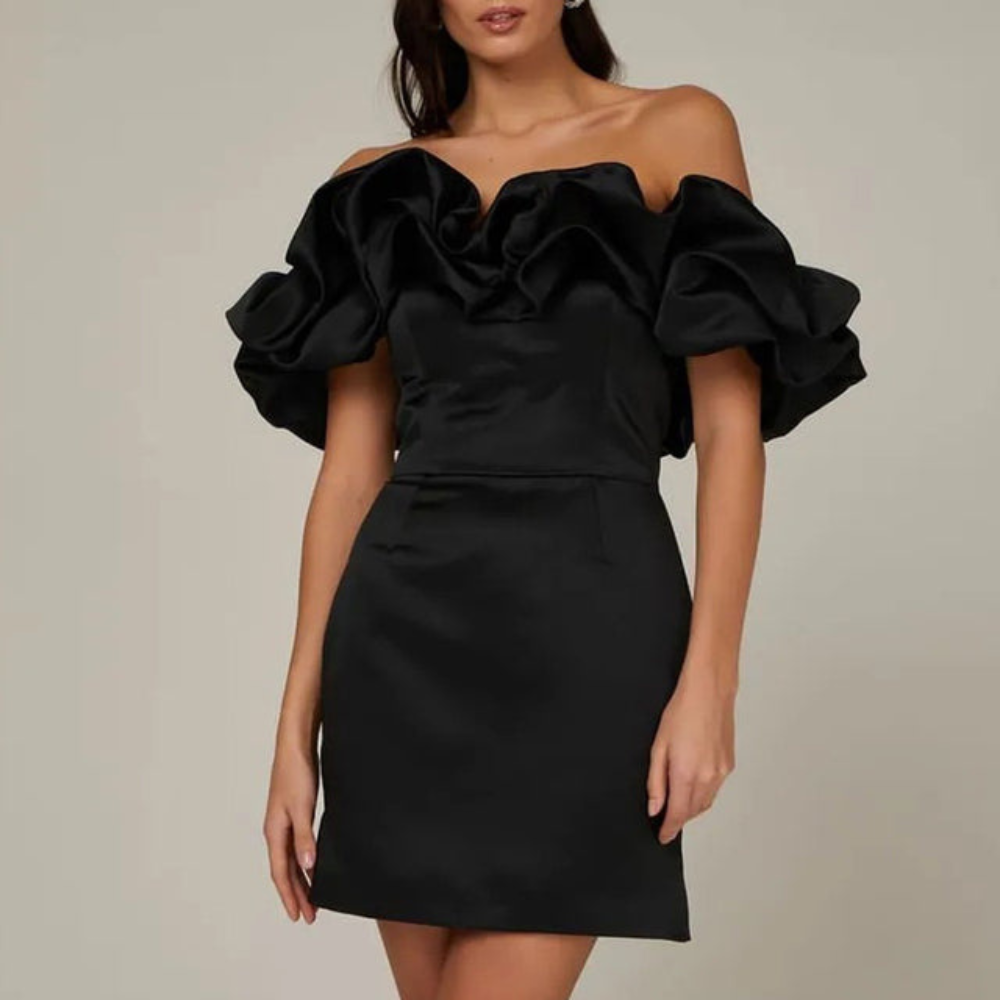 Wedding Guest Off-Shoulder Ruffle Mini Dress for Women