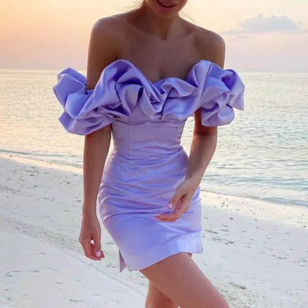 Wedding Guest Off-Shoulder Ruffle Mini Dress for Women