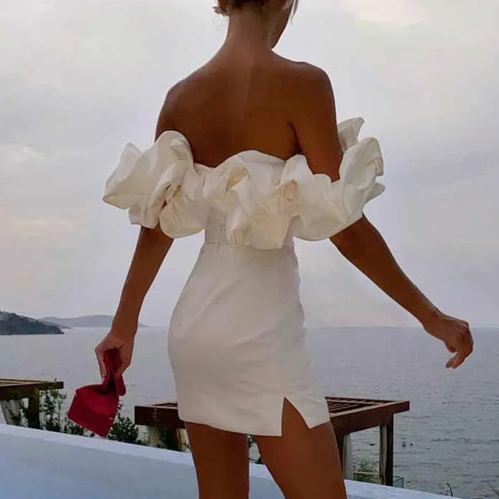 Wedding Guest Off-Shoulder Ruffle Mini Dress for Women