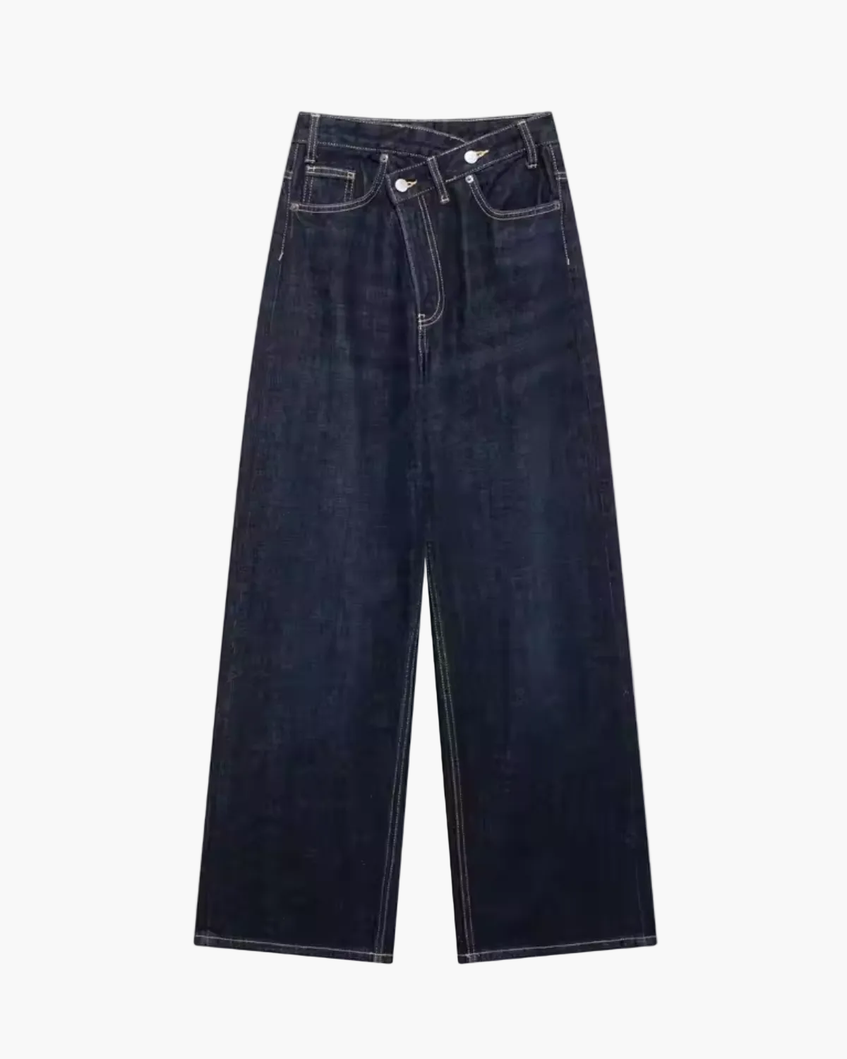 High Waist Straight Leg Denim Pants for Women