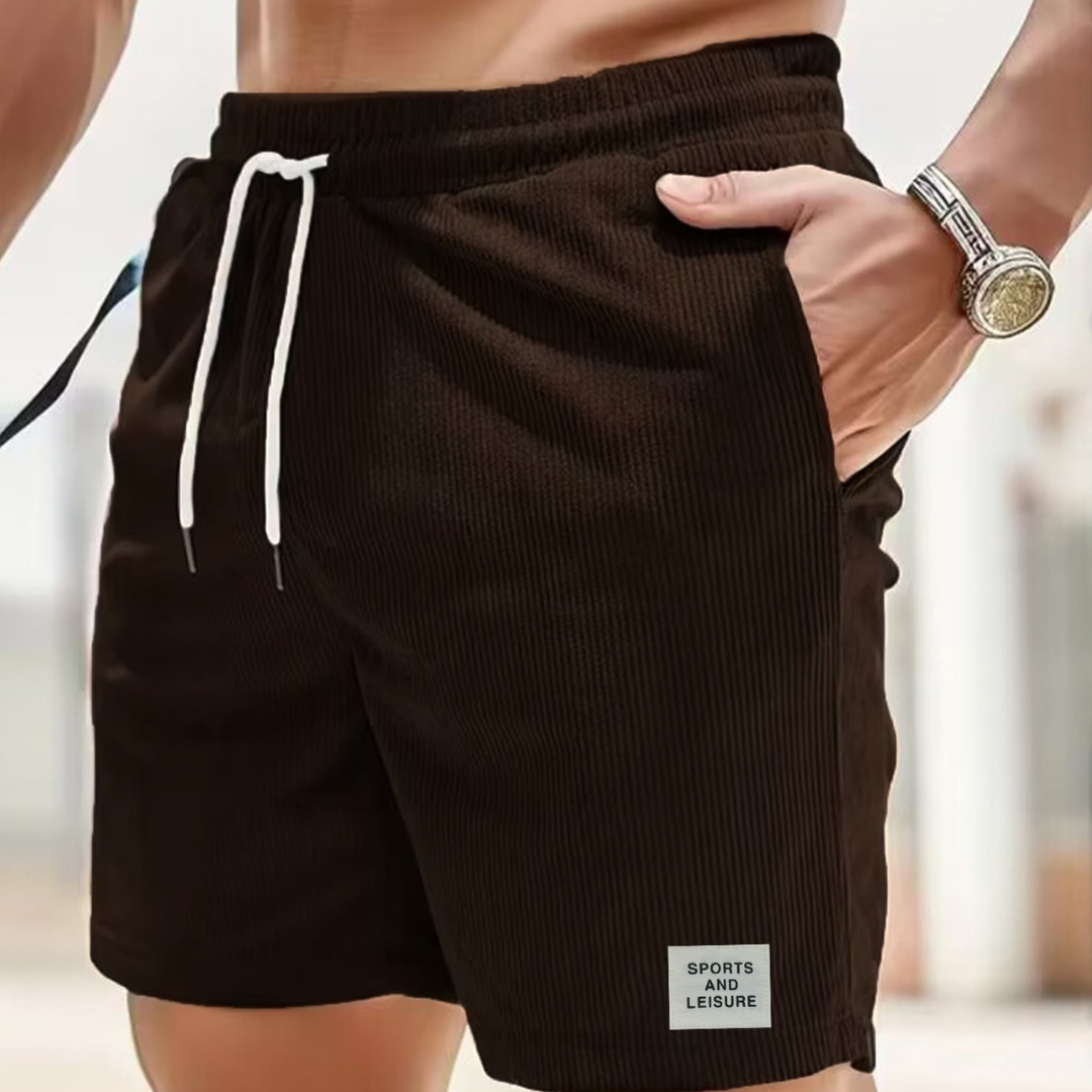 Ribbed Drawstring Casual Shorts for Men