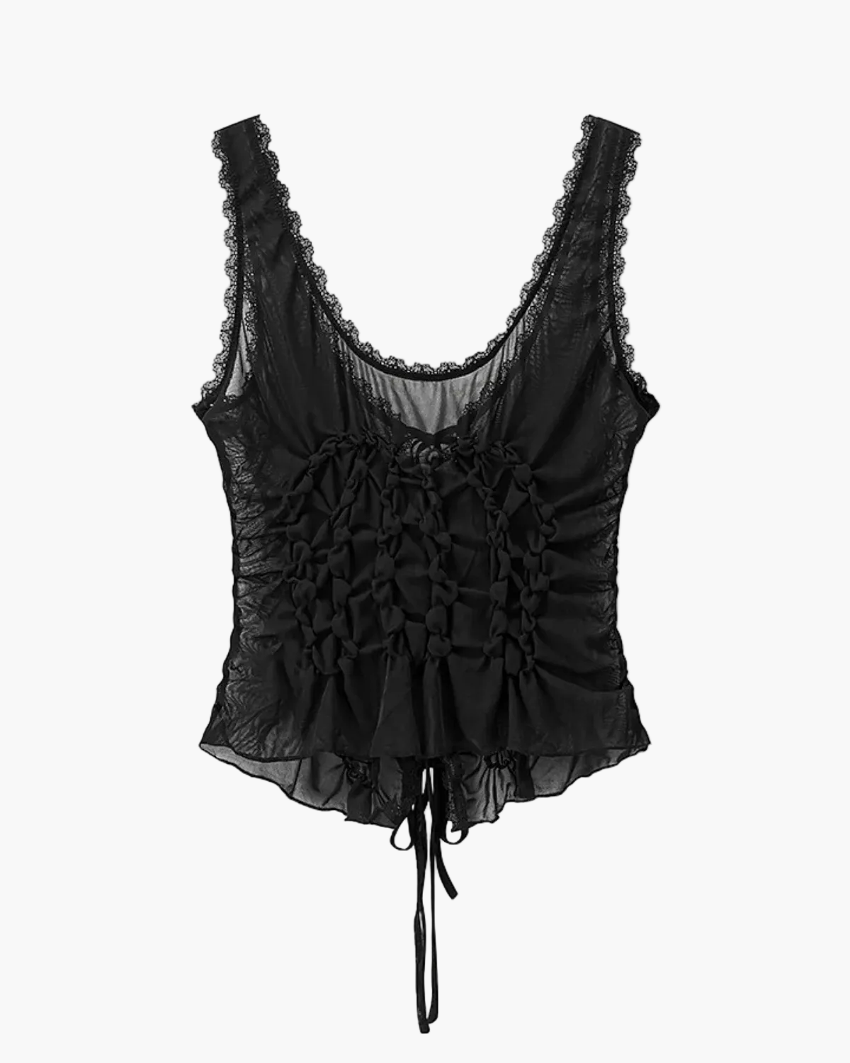 Slim Fit Pleated Tank Top with Front Tie for Women