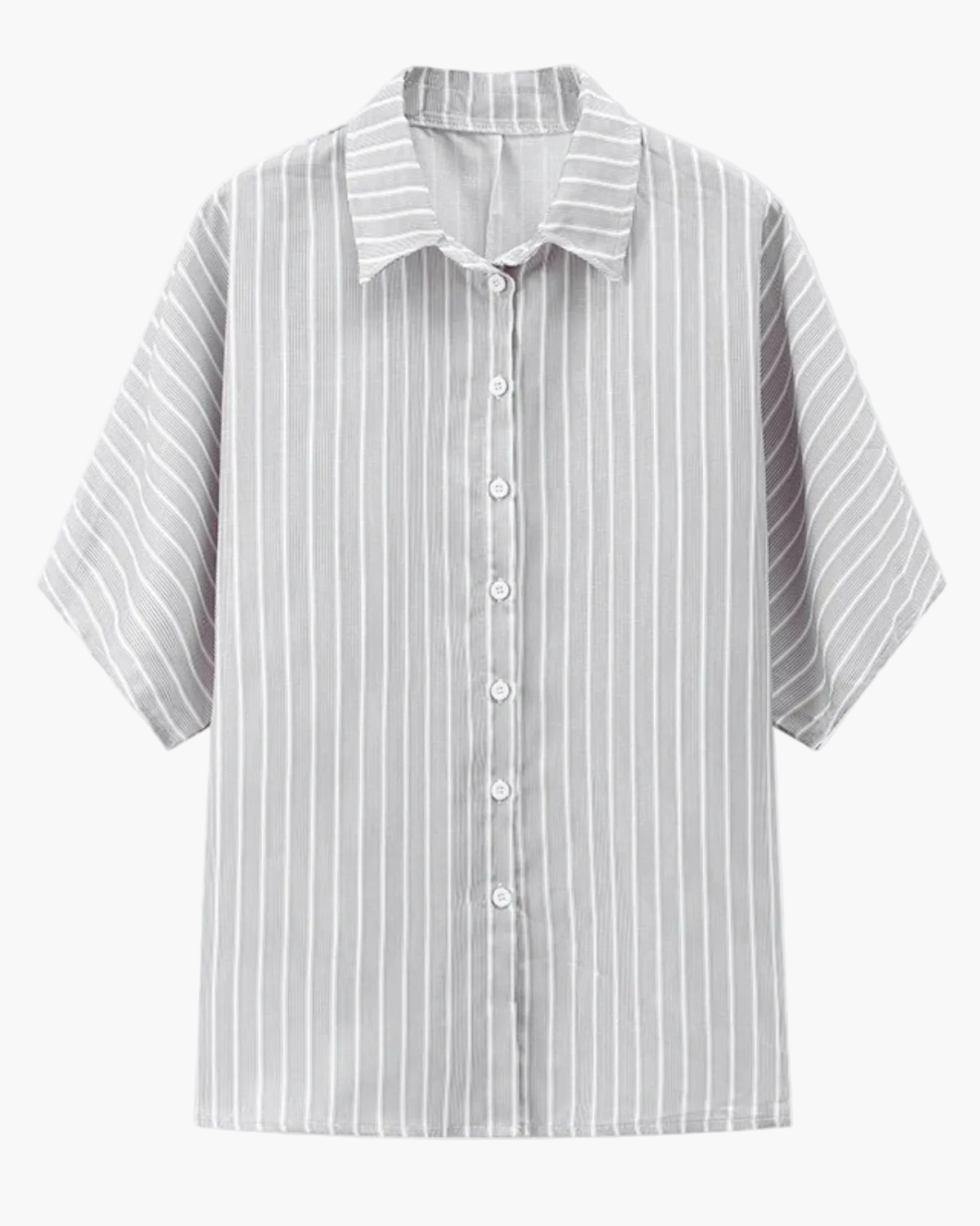 Striped Button Down Set with Shirt and Drawstring Shorts for Women