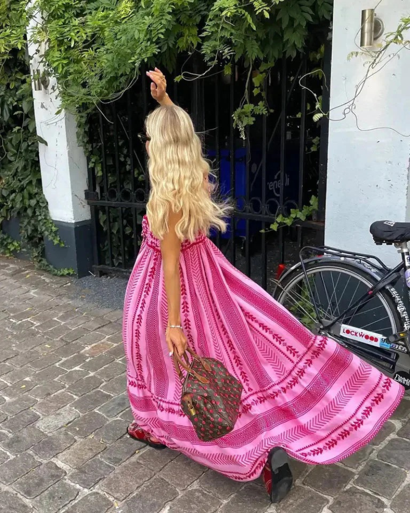 Boho Style Crochet Maxi Dress for Women