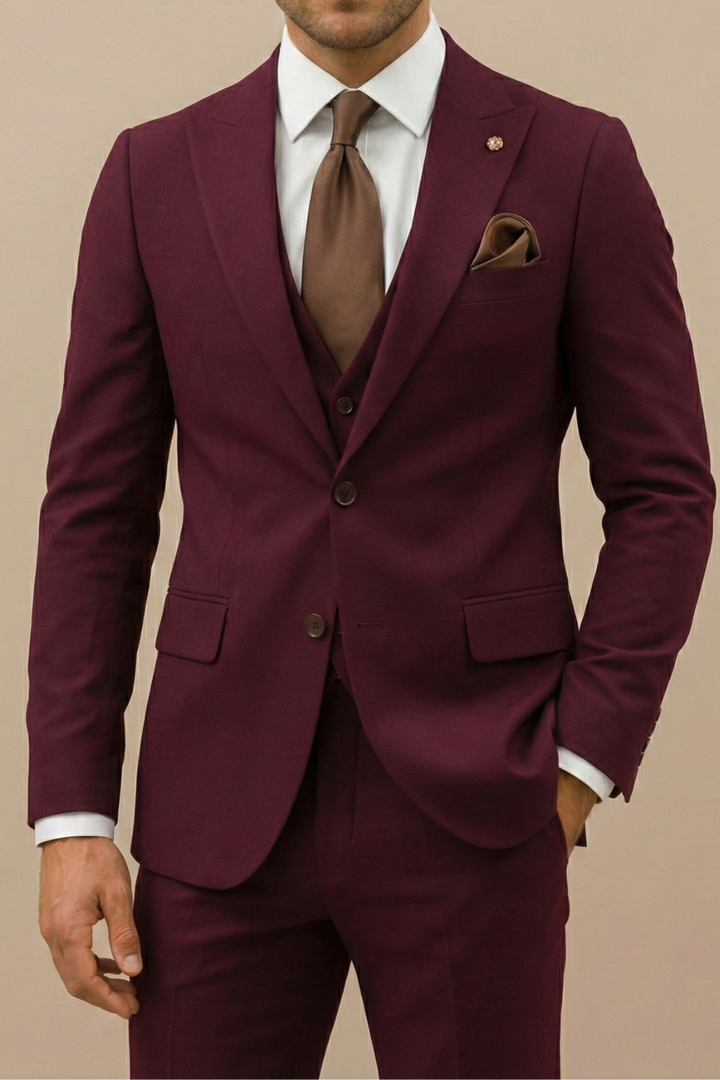 Three Piece Suit Set with Waistcoat for Men