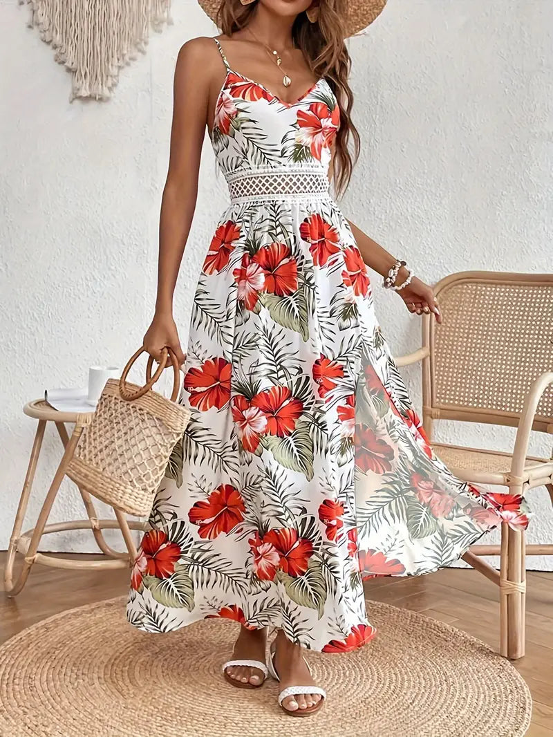 Floral A-Line Wedding Guest Midi Dress for Women