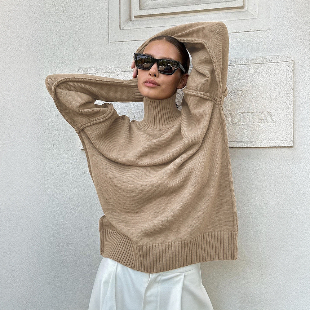 Oversized Ribbed Turtleneck Jumper for Women