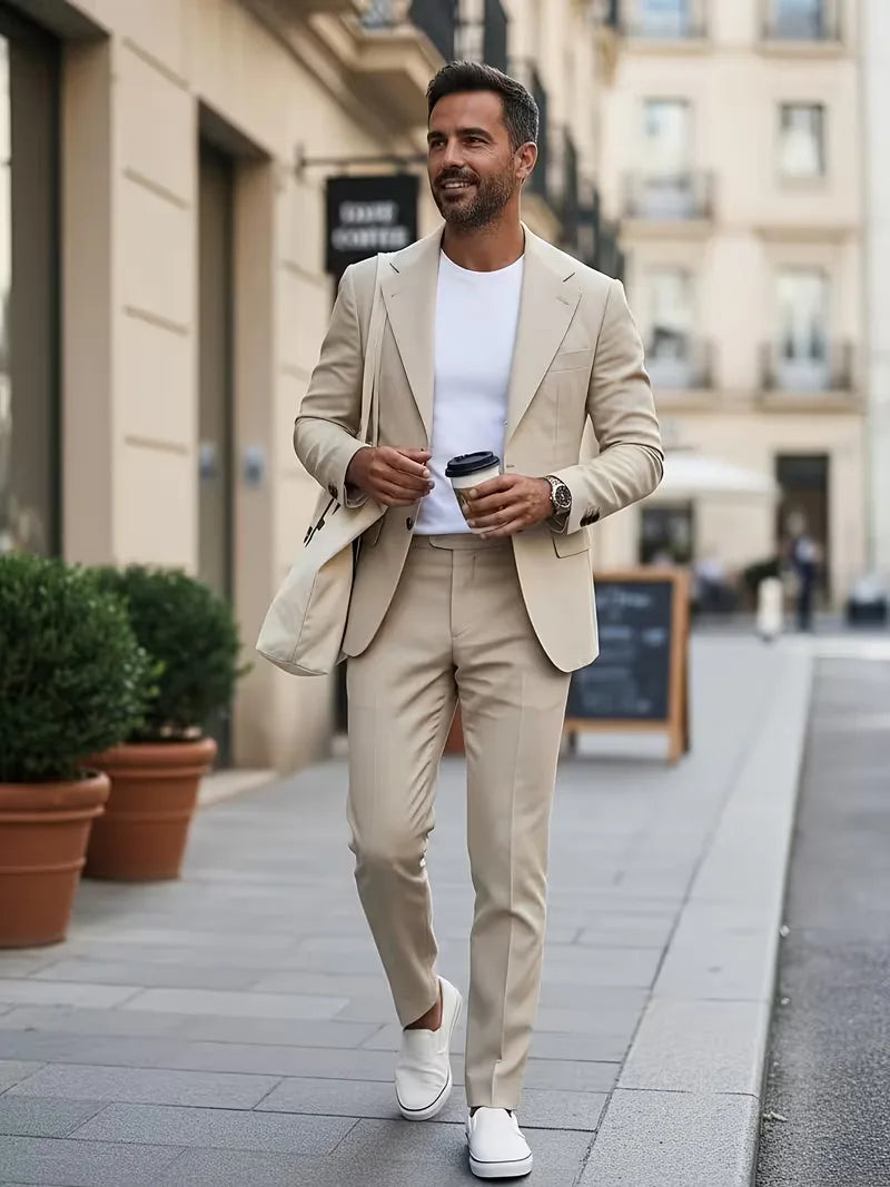 Slim Fit Notched Lapel Suit Set for Men