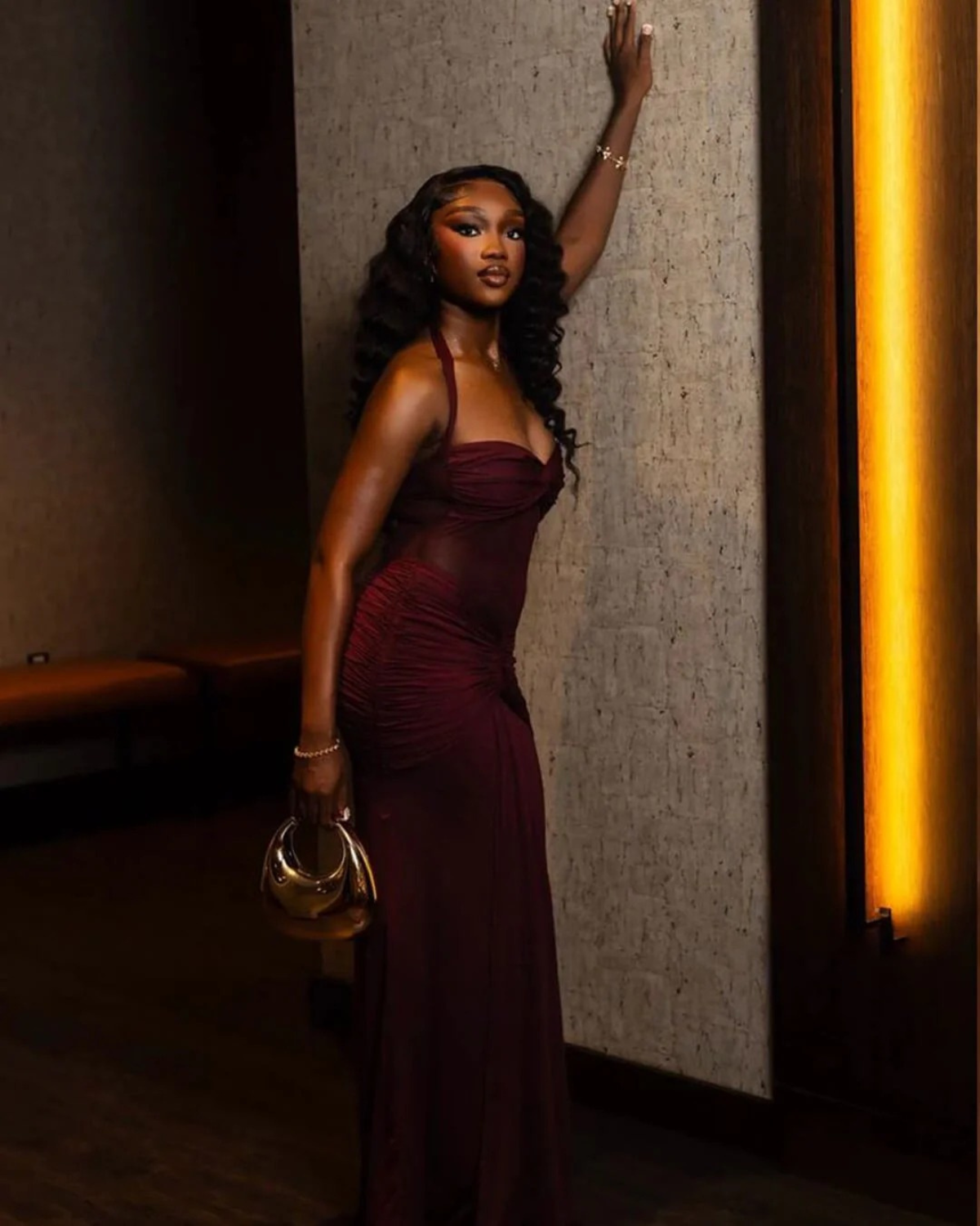 Bodycon Halter Neck Mesh Evening Dress for Women