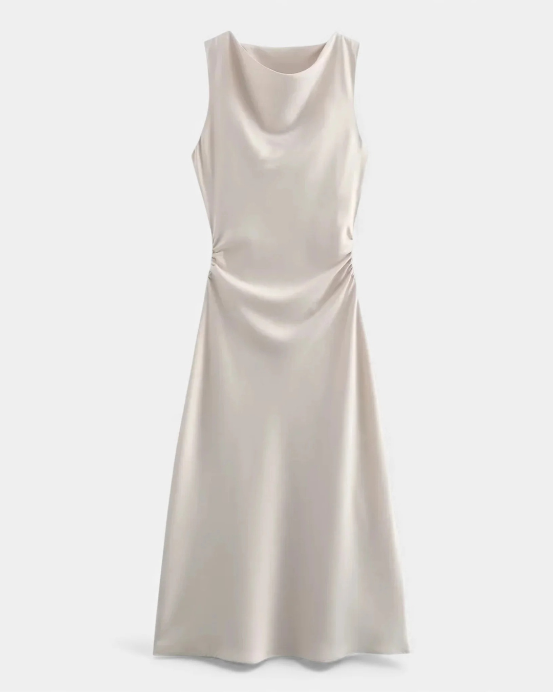 Satin Maxi Slip Dress with Drape Neckline for Women