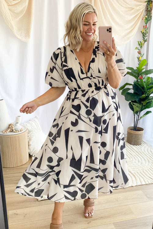 Wrap V-Neck Puff Sleeve Wedding Guest Maxi Dress for Women