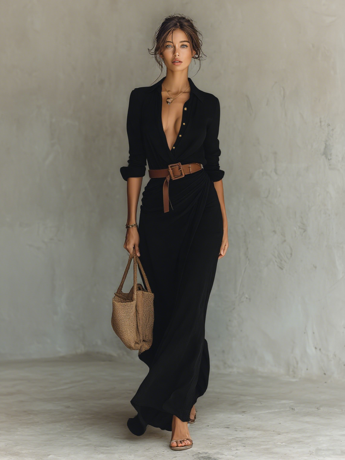 Wrap Maxi Shirt Dress for Women