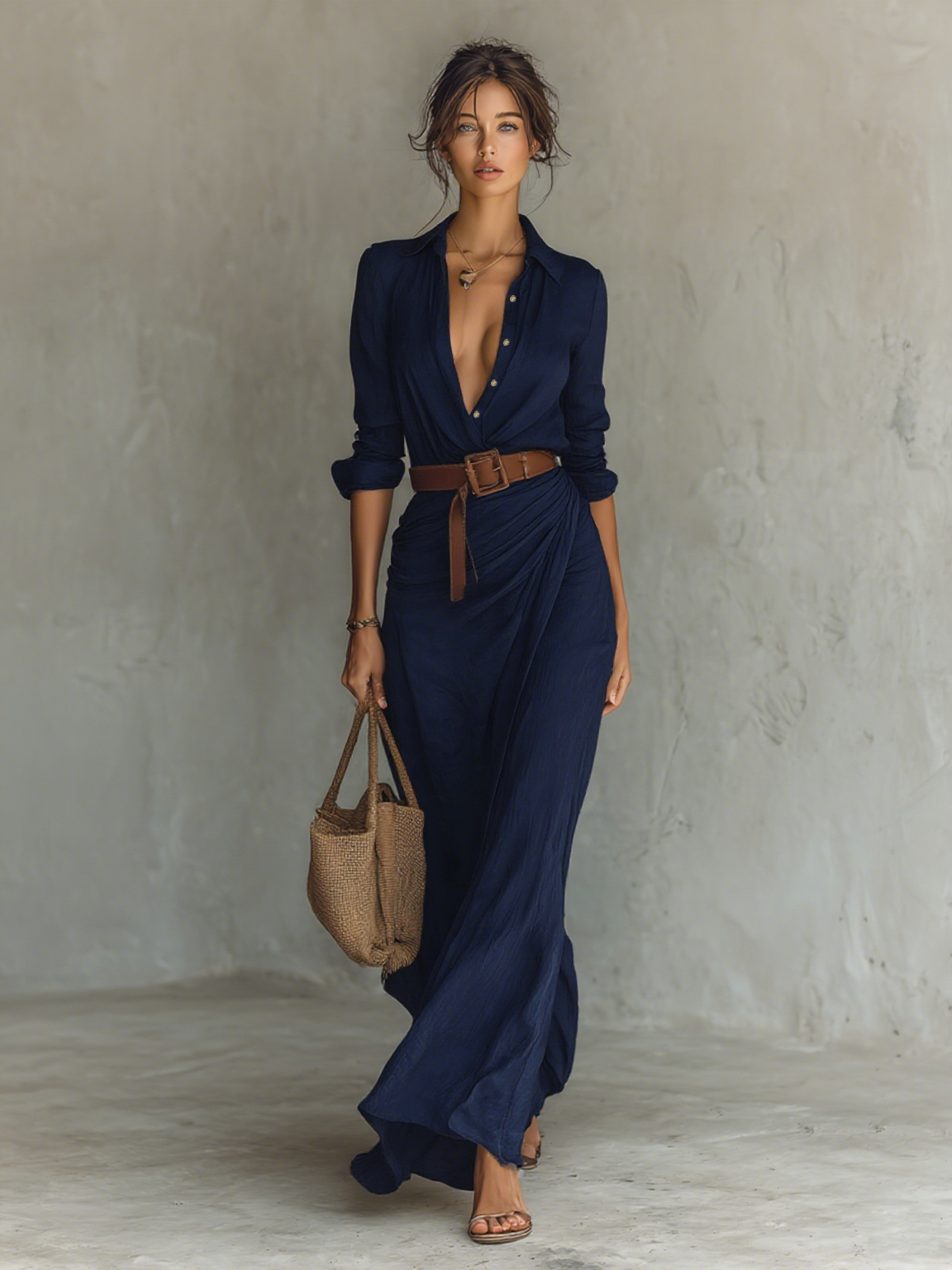 Wrap Maxi Shirt Dress for Women