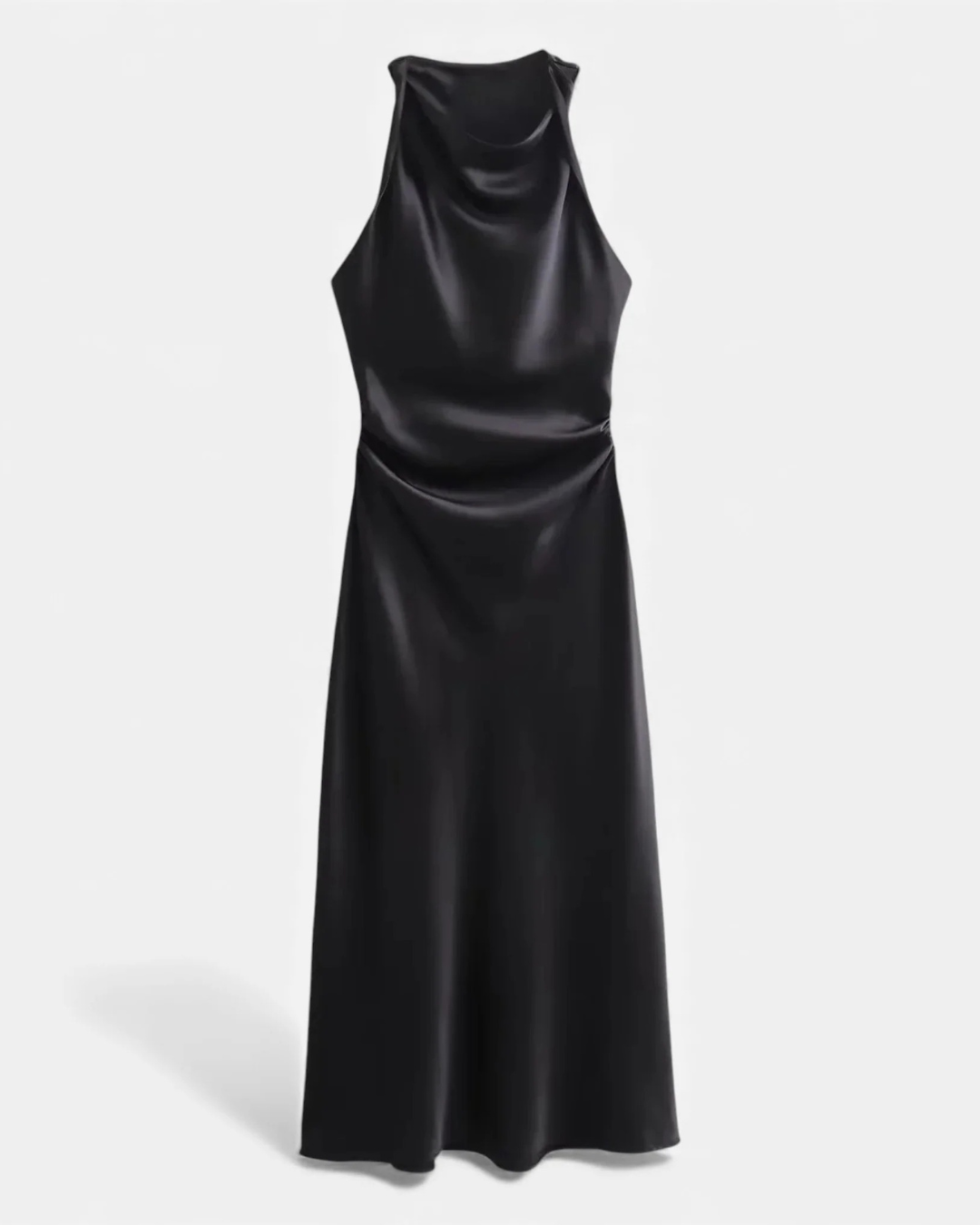 Satin Maxi Slip Dress with Drape Neckline for Women