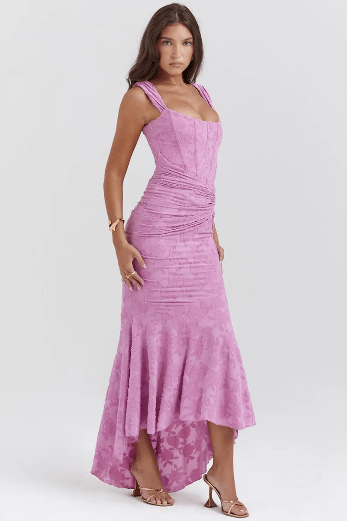 Lace Corset Wedding Guest Midi Dress for Women