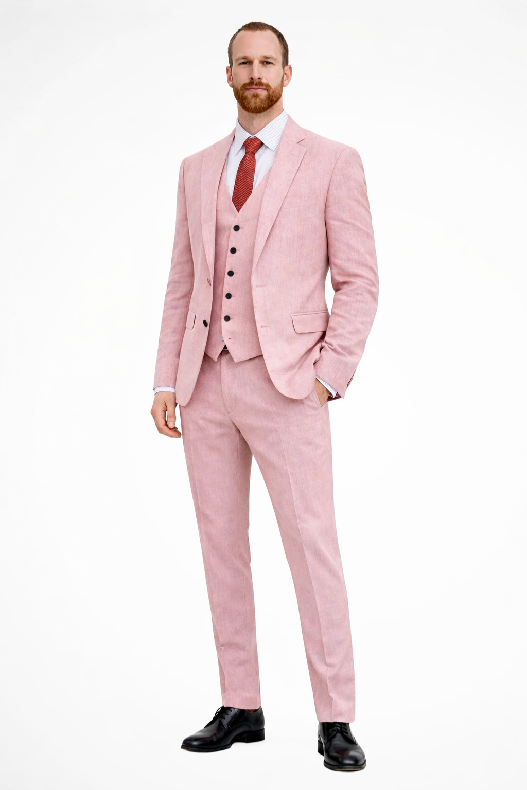 Linen Three Piece Suit Set for Men