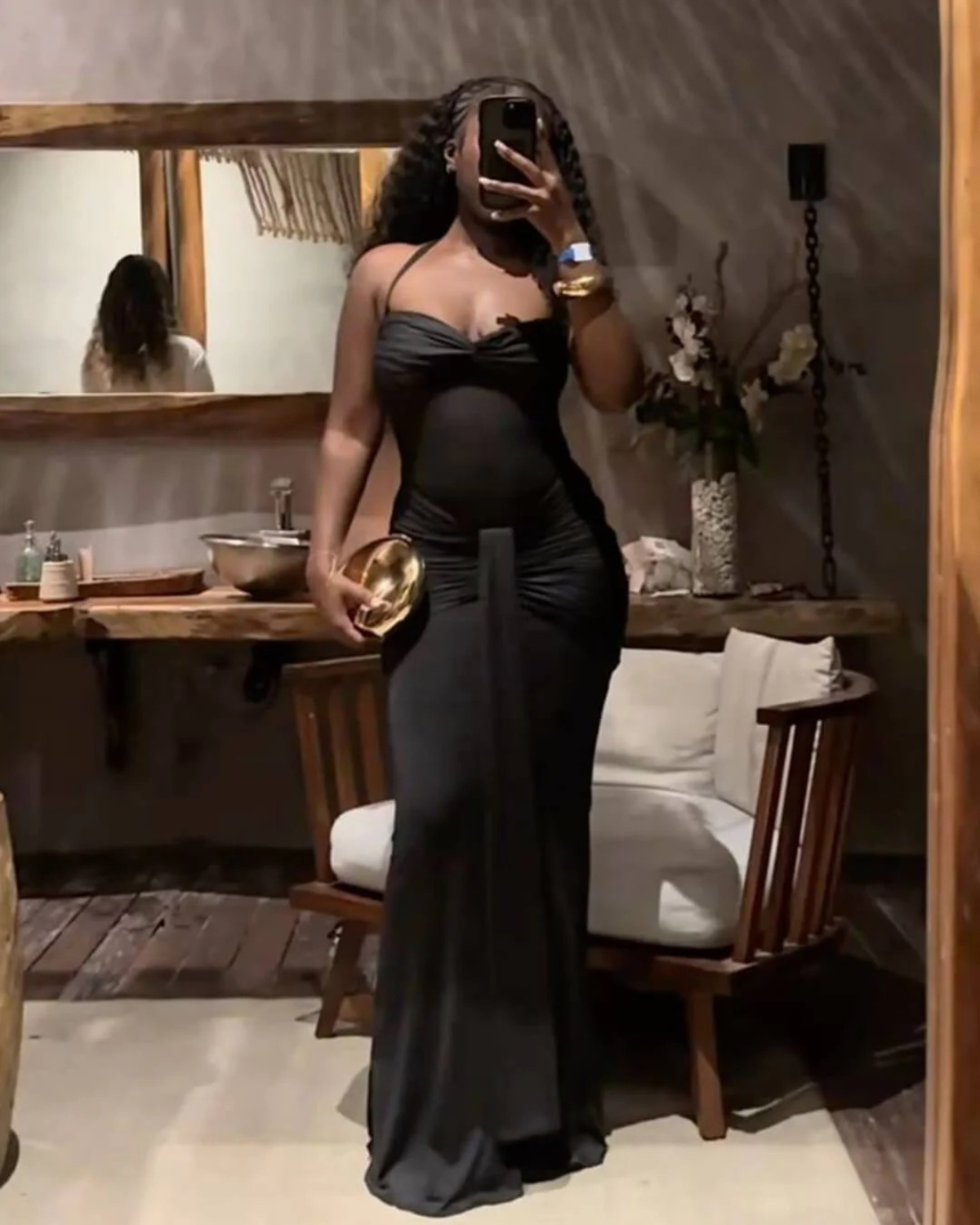 Bodycon Halter Neck Mesh Evening Dress for Women