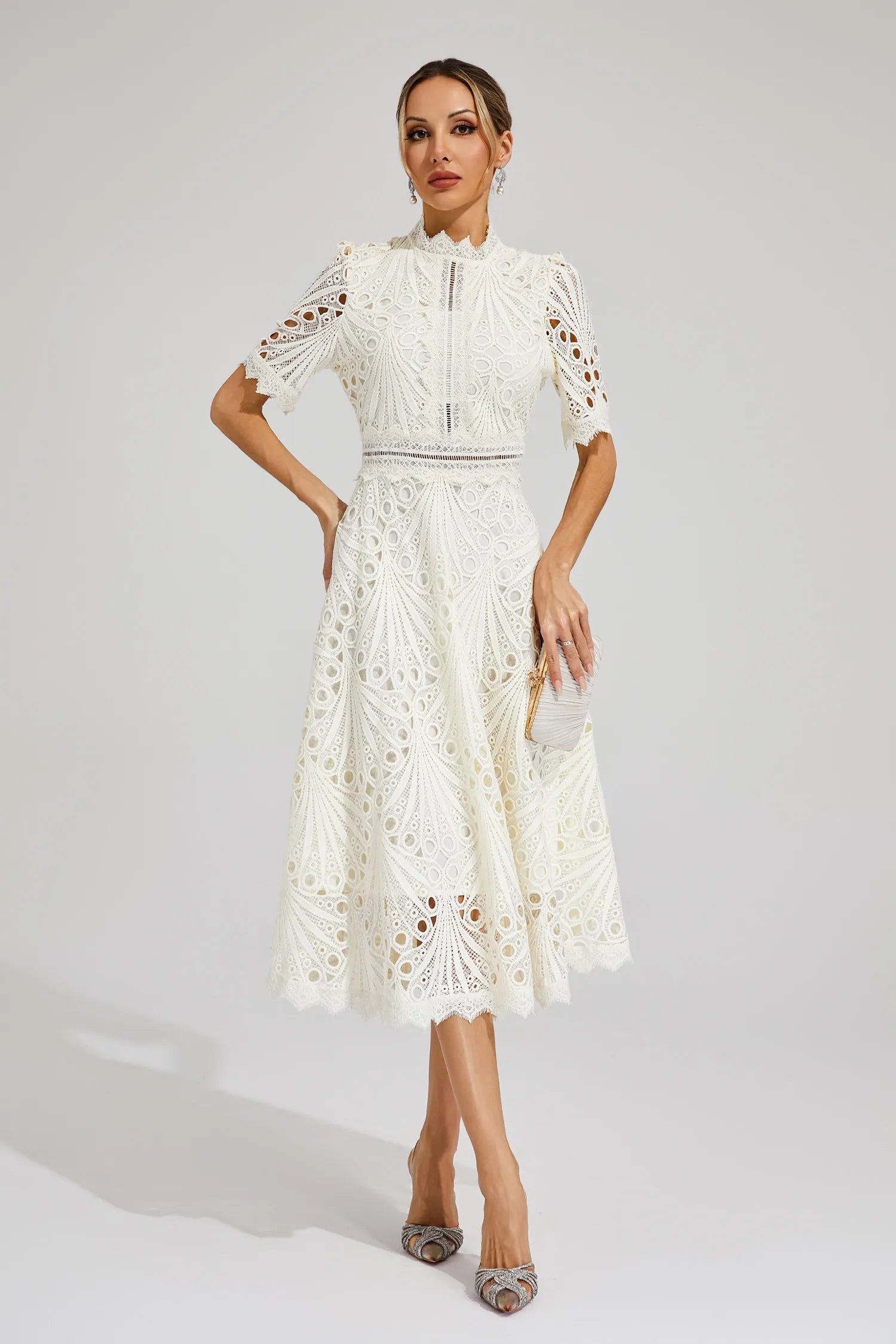 Lace A-Line Midi Dress for Women