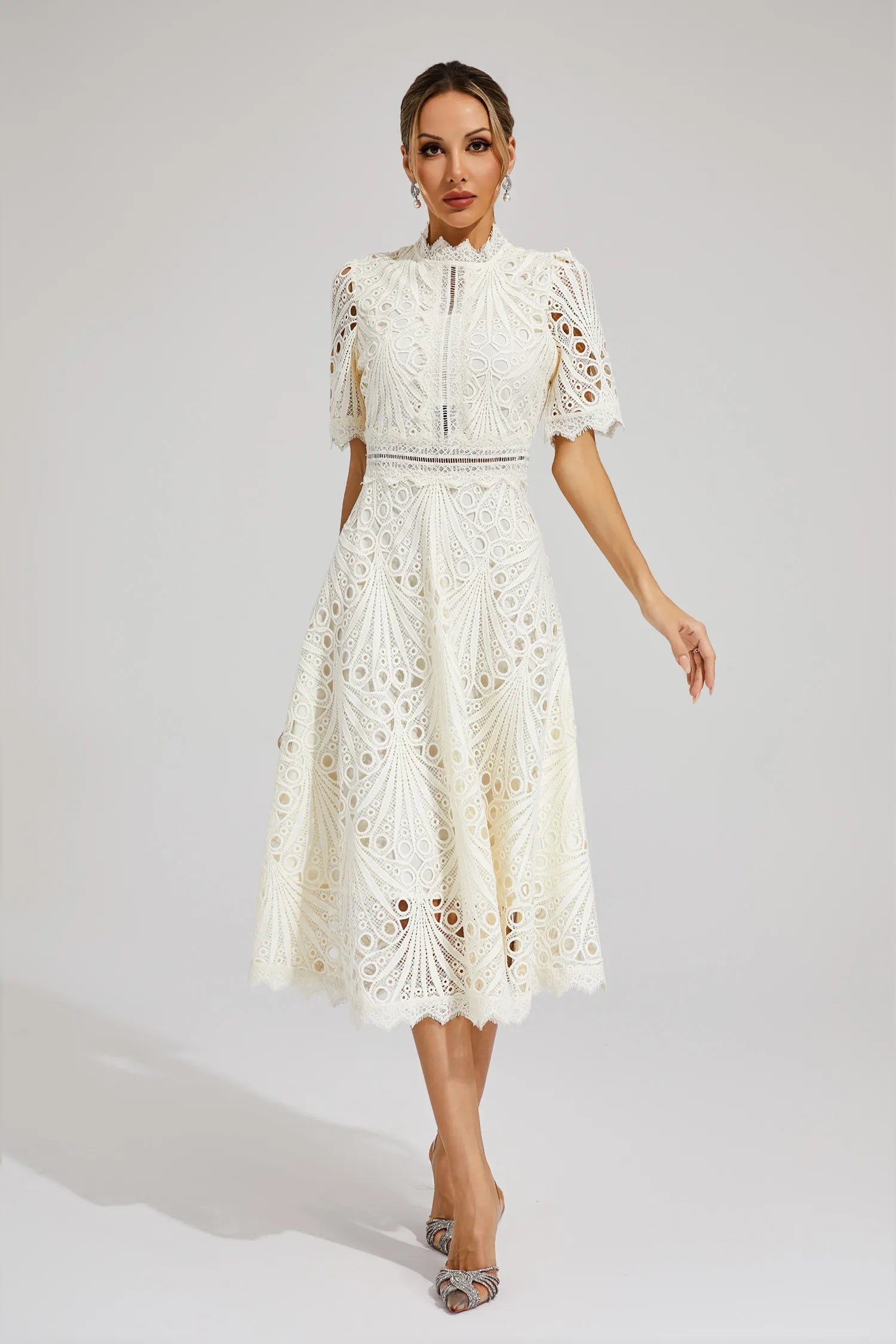 Lace A-Line Midi Dress for Women