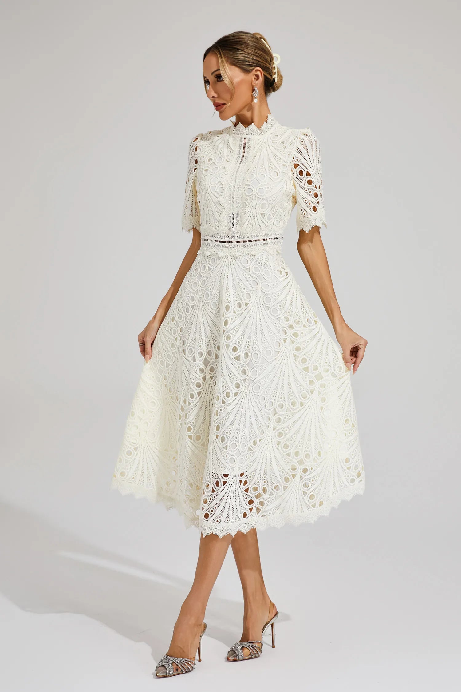 Lace A-Line Midi Dress for Women