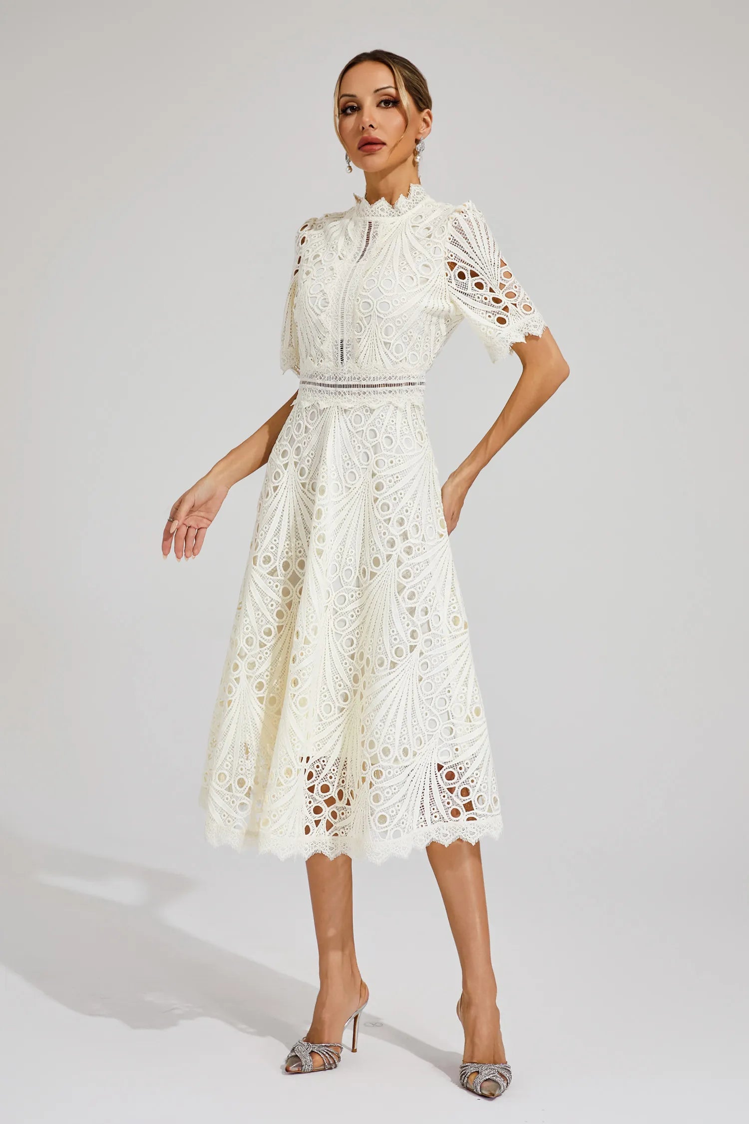 Lace A-Line Midi Dress for Women
