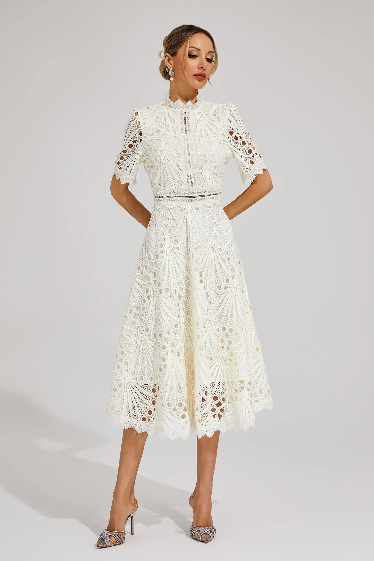 Lace A-Line Midi Dress for Women