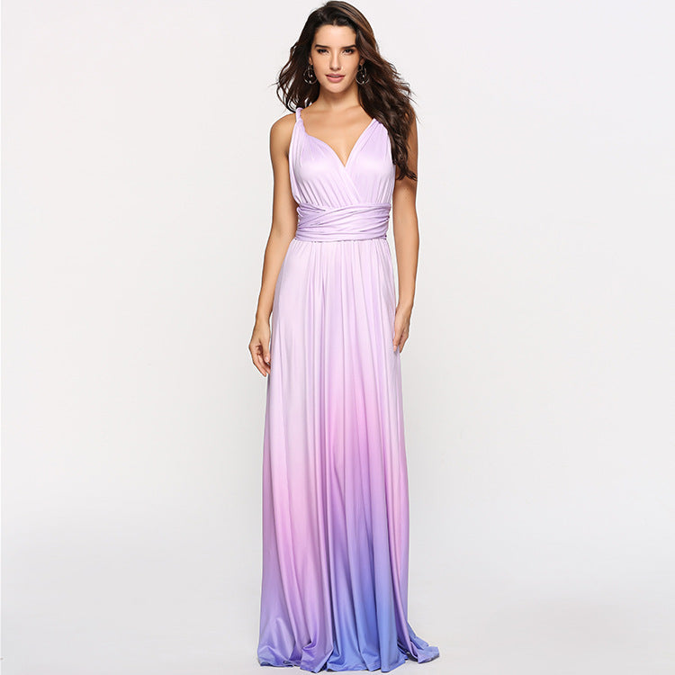 V-Neck Wedding Guest Ombre Maxi Dress for Women
