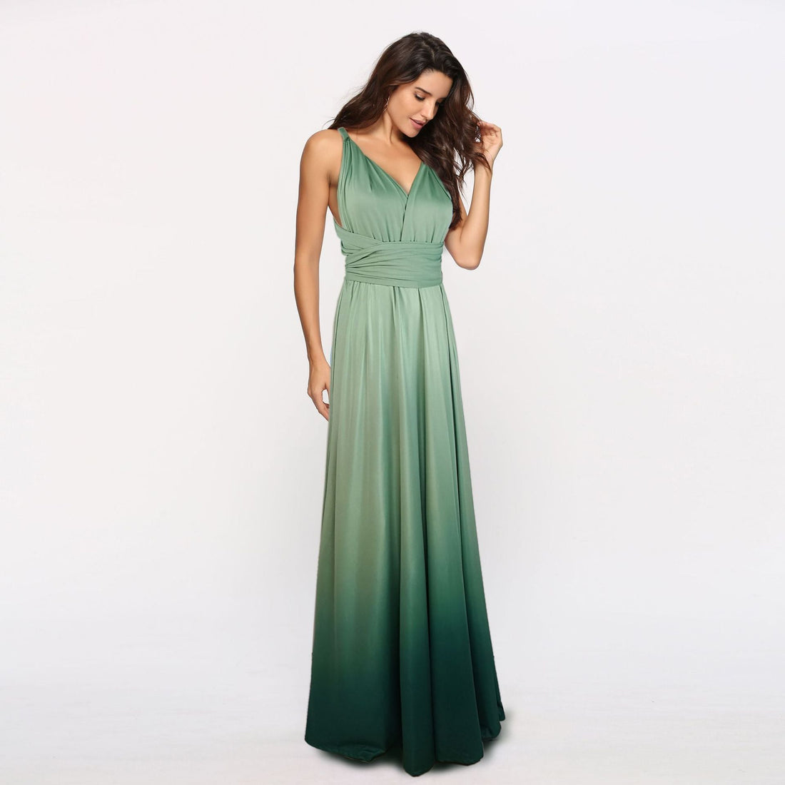 V-Neck Wedding Guest Ombre Maxi Dress for Women