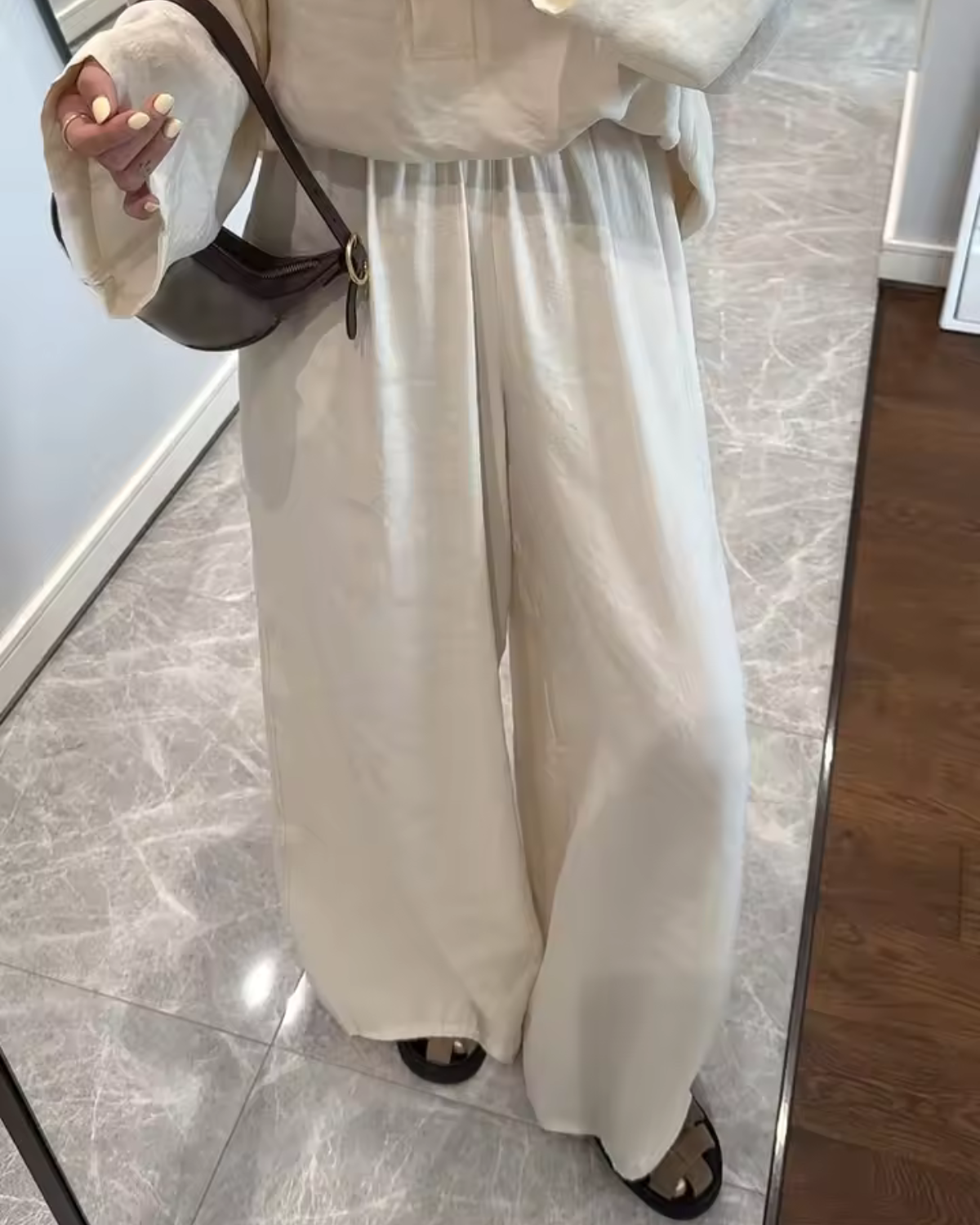 Wide Leg Linen Pants with Elasticated Waist for Women