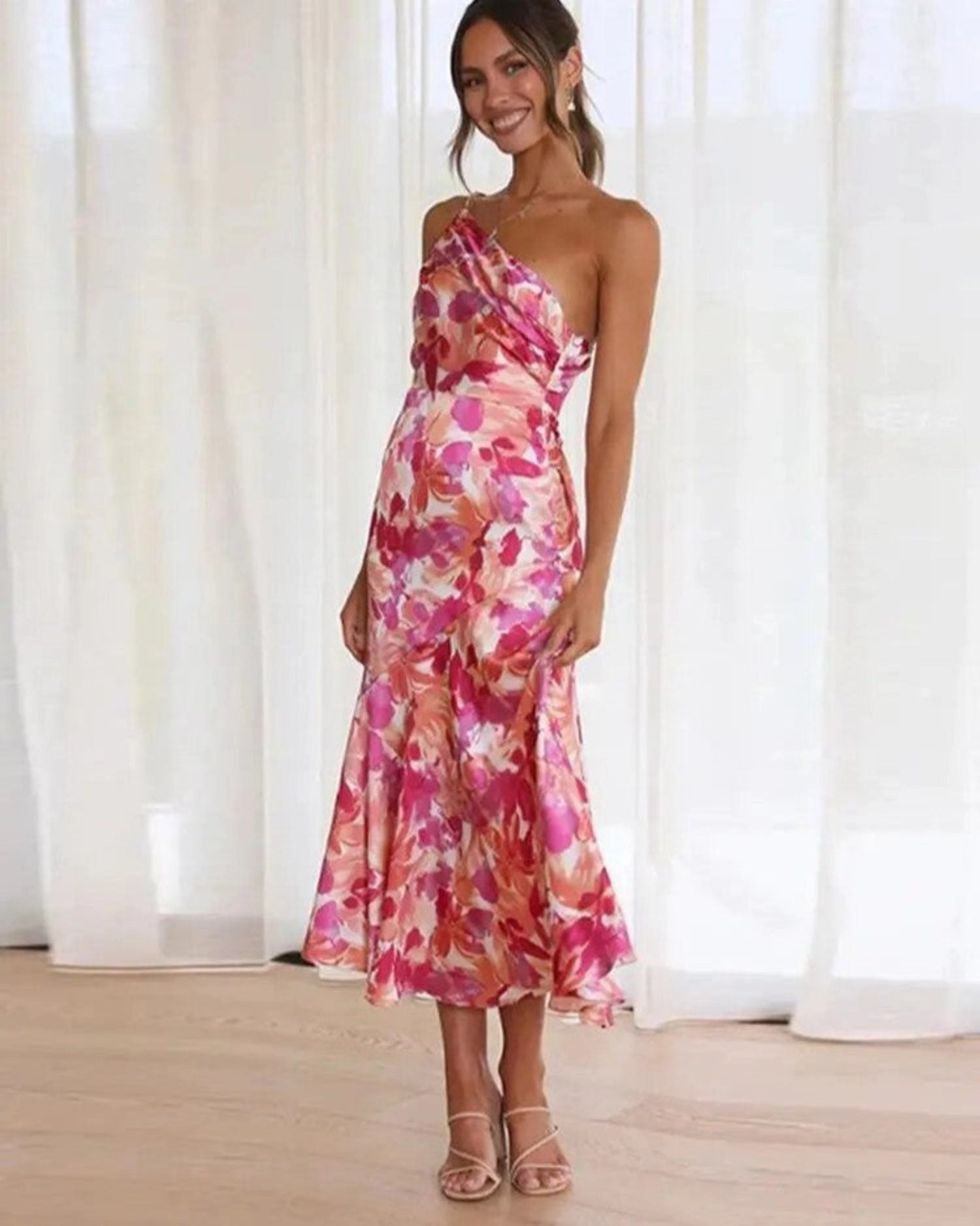 One-Shoulder Wedding Guest Maxi Dress for Women