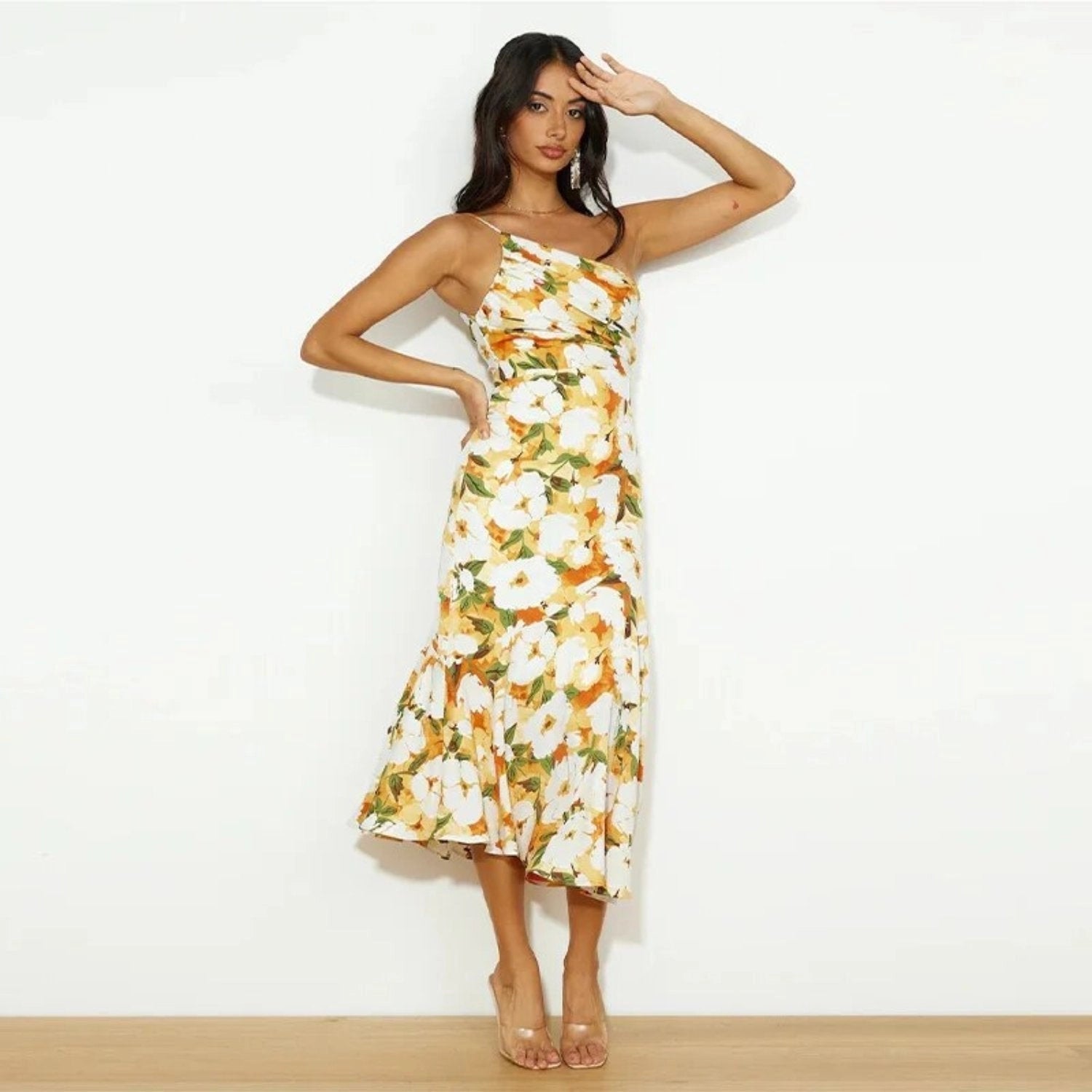 One-Shoulder Wedding Guest Maxi Dress for Women