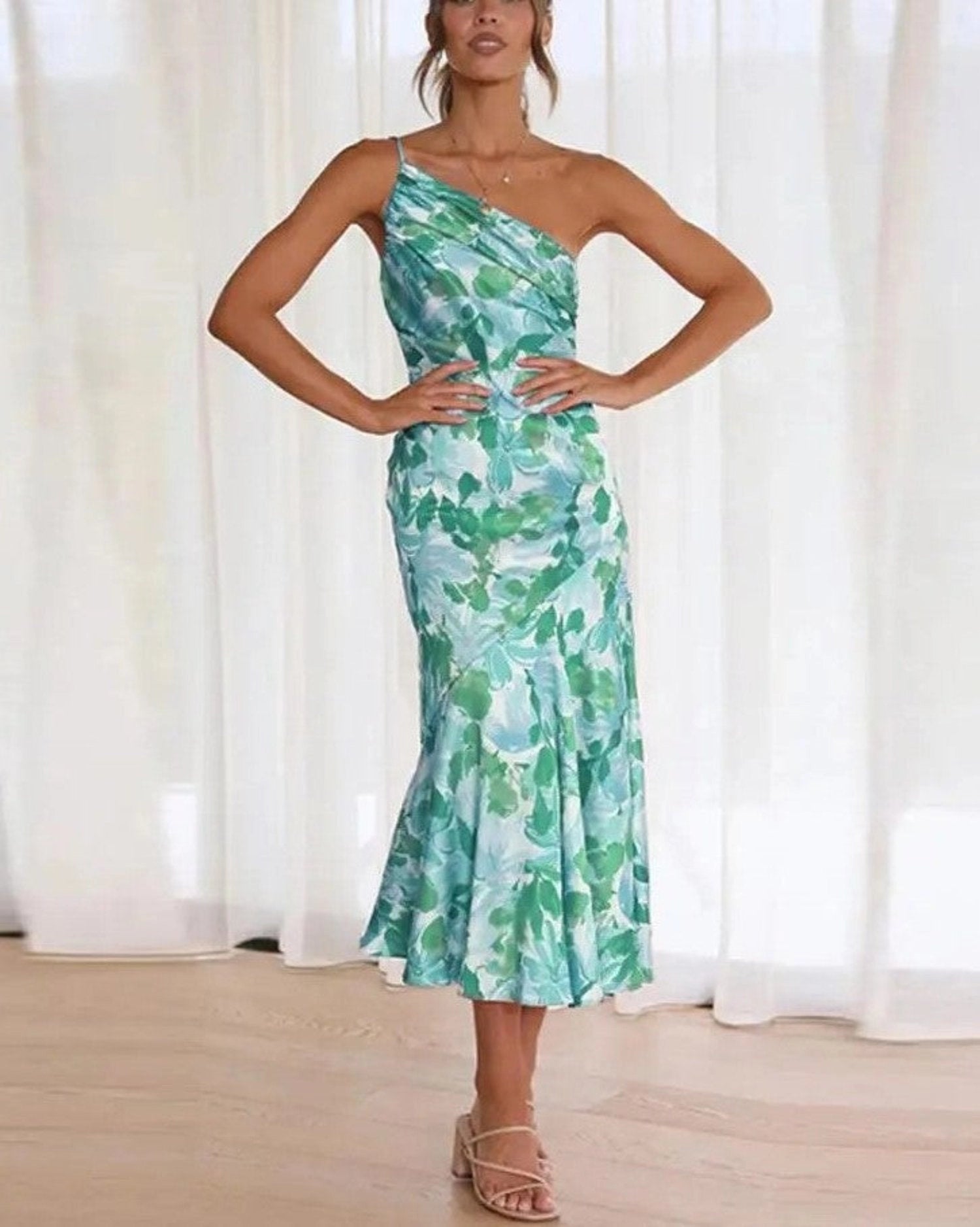 One-Shoulder Wedding Guest Maxi Dress for Women