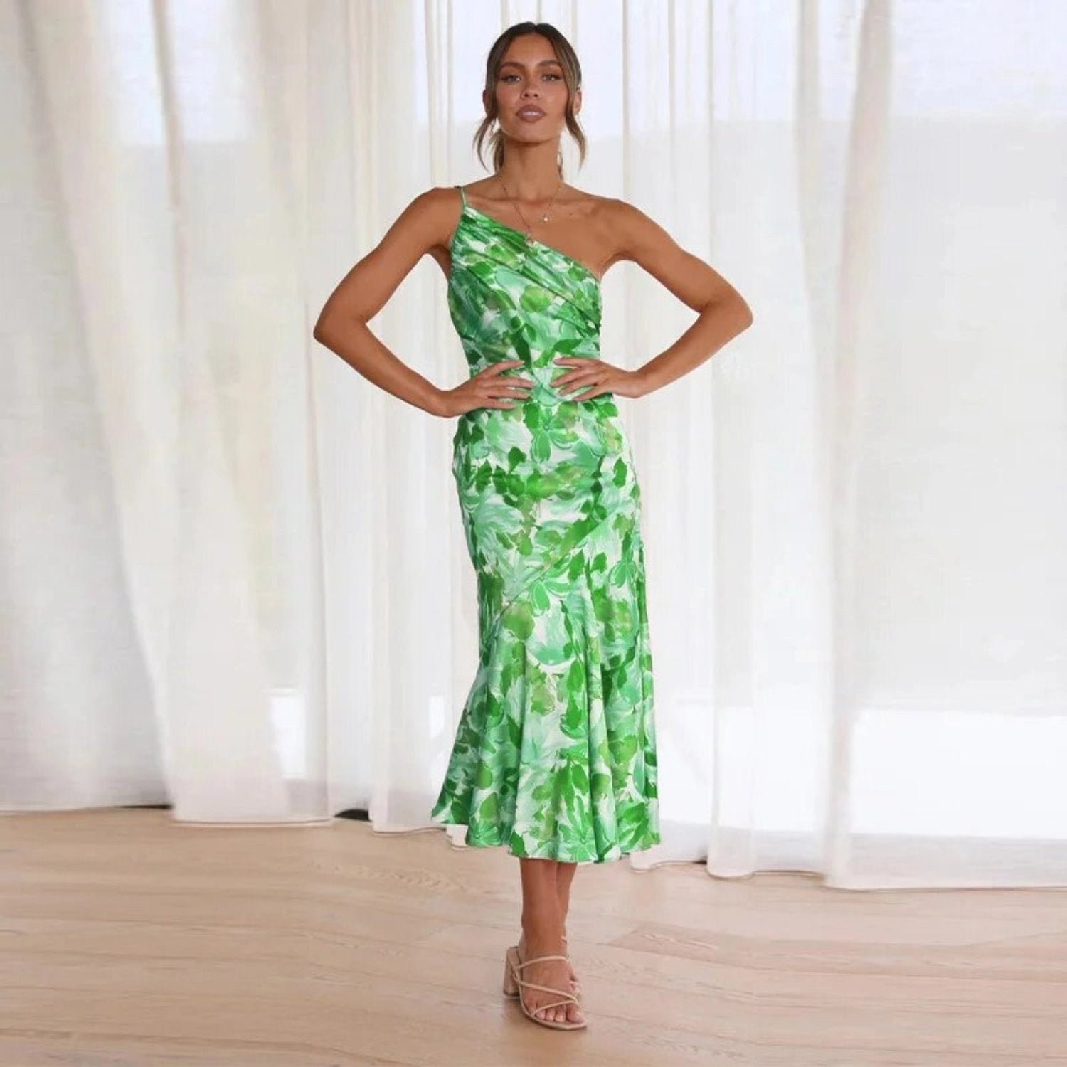 One-Shoulder Wedding Guest Maxi Dress for Women