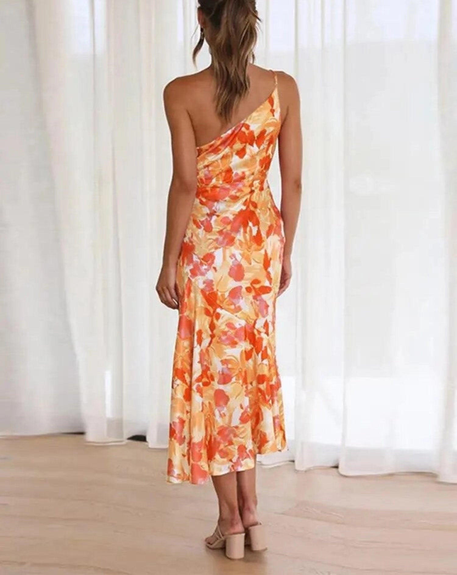 One-Shoulder Wedding Guest Maxi Dress for Women