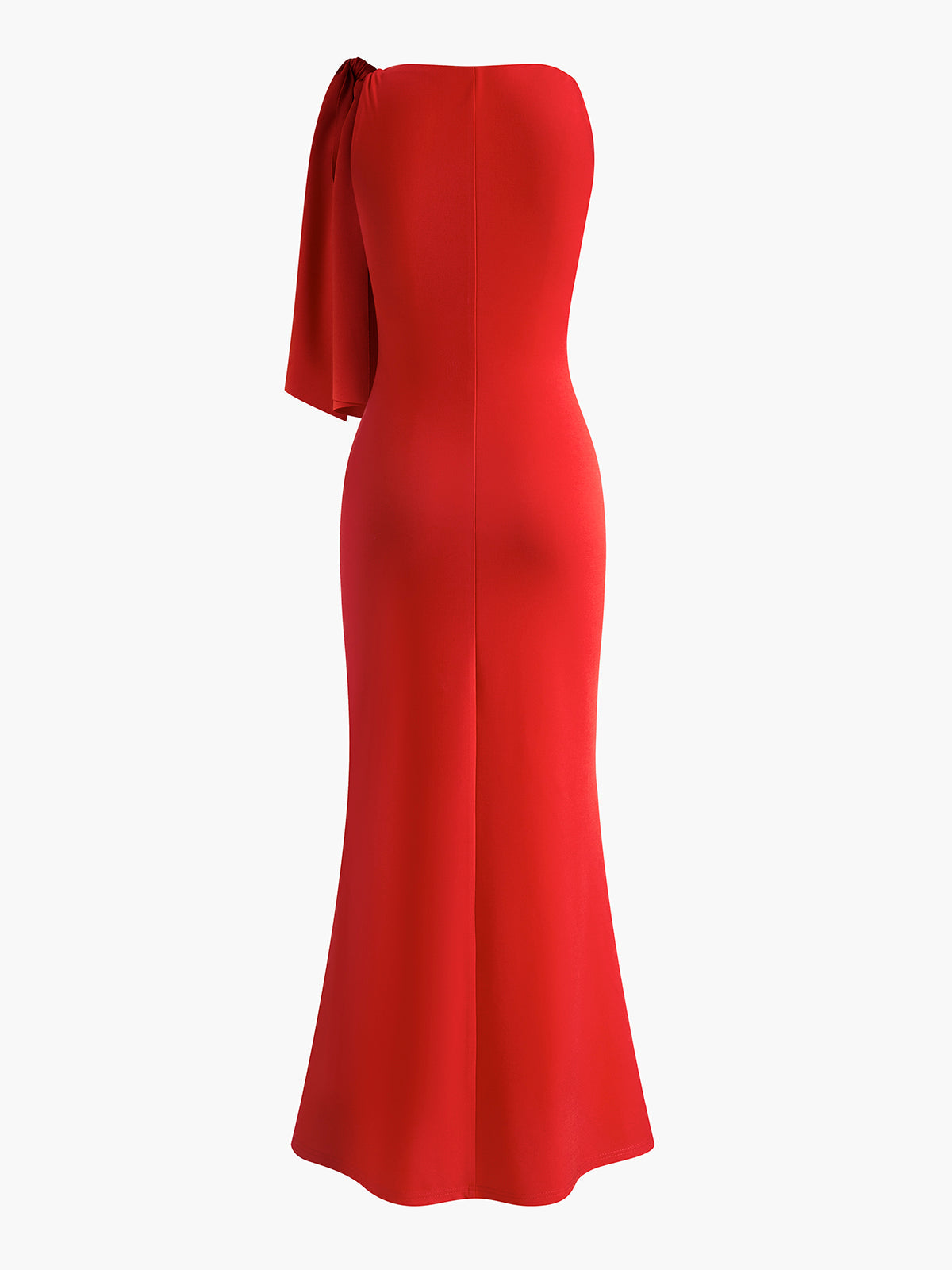 High Neck Draped Maxi Dress with Shoulder Bow for Women