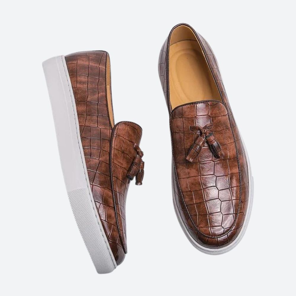 Crocodile Embossed Loafers for Men