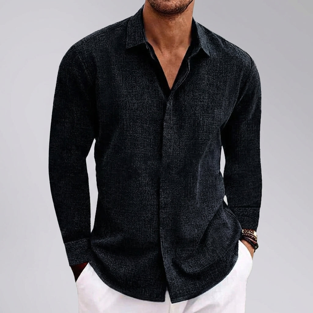Textured Long Sleeve Shirt for Men