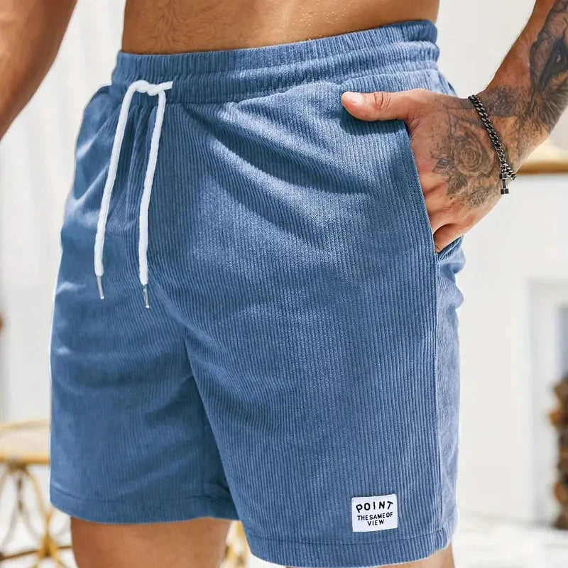 Ribbed Drawstring Casual Shorts for Men
