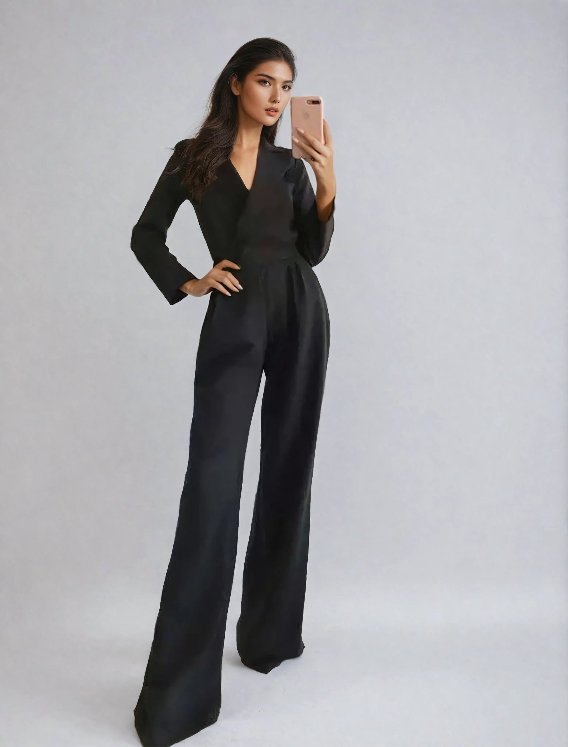 Wide Leg V-Neck Jumpsuit for Women