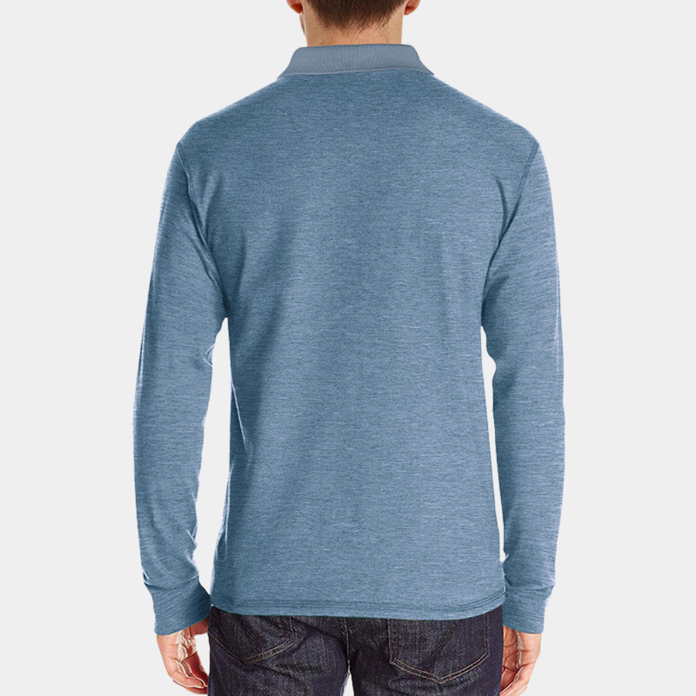 Long Sleeve Polo Shirt with Chest Pocket for Men