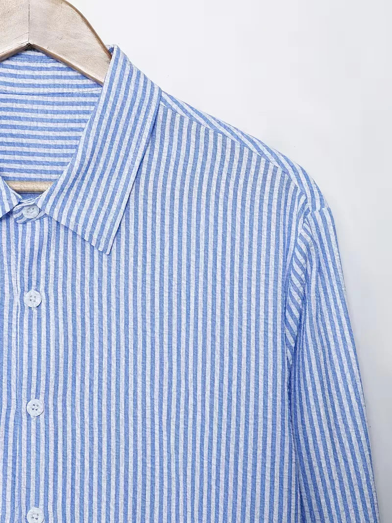 Striped Button-Down Polo Shirt for Men