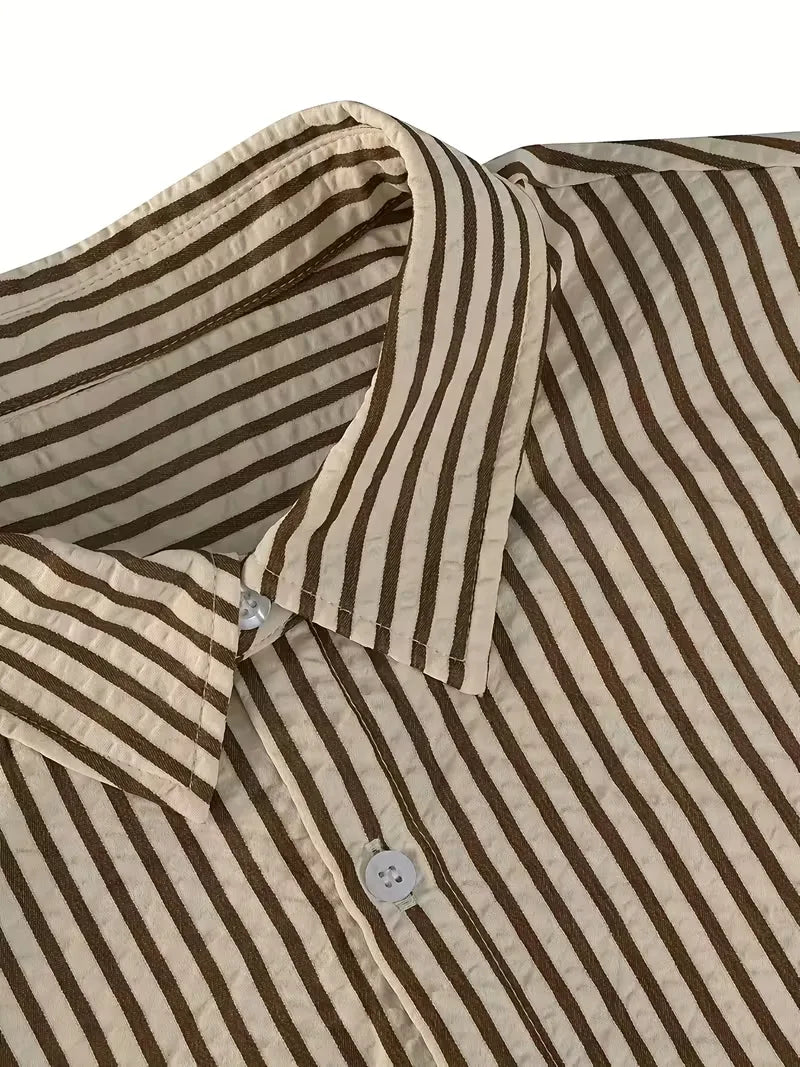 Vertical Striped Long Sleeve Shirt for Men