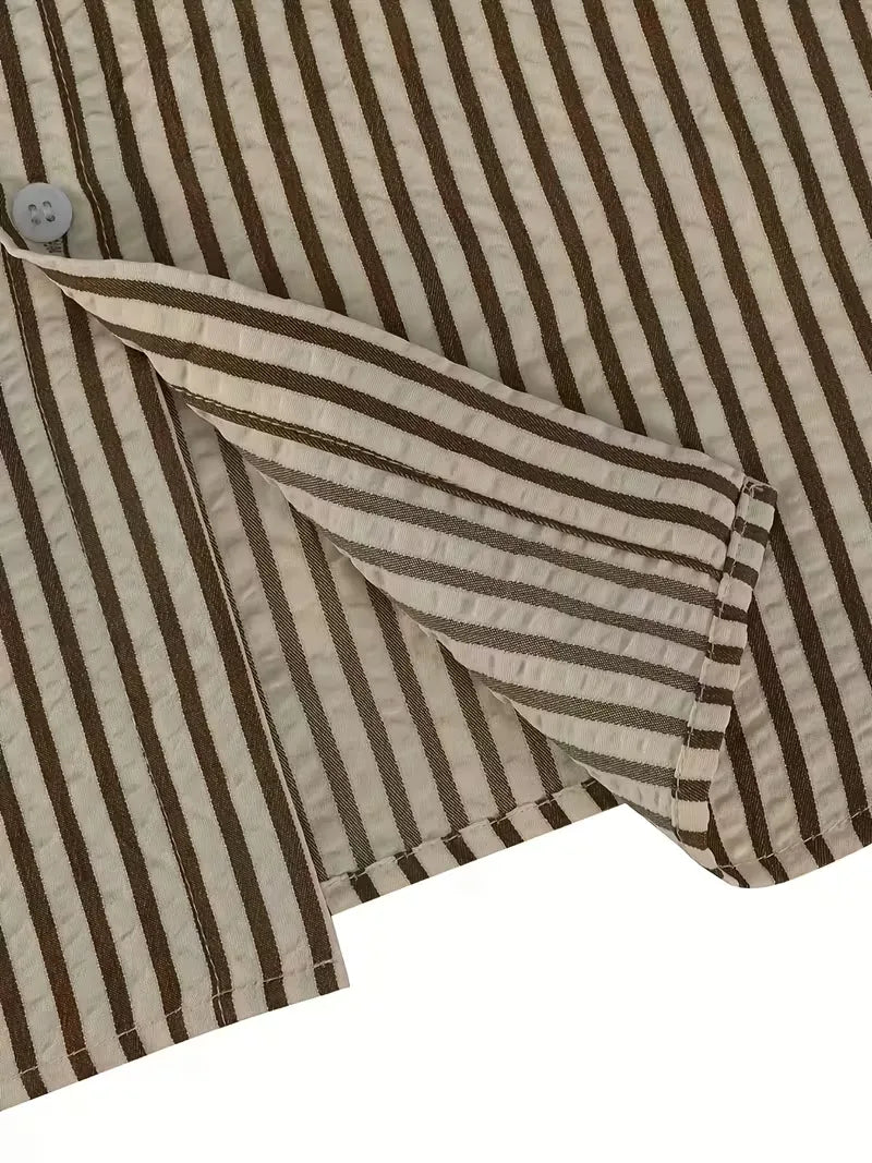 Vertical Striped Long Sleeve Shirt for Men