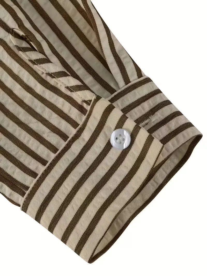 Vertical Striped Long Sleeve Shirt for Men