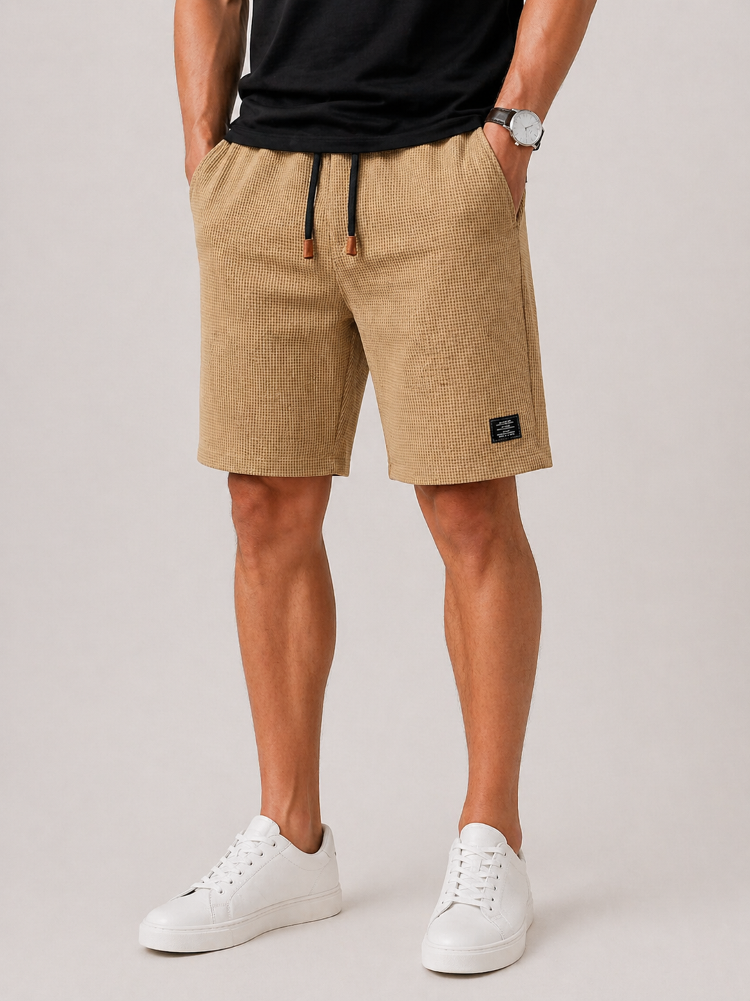 Textured Drawstring Shorts for Men