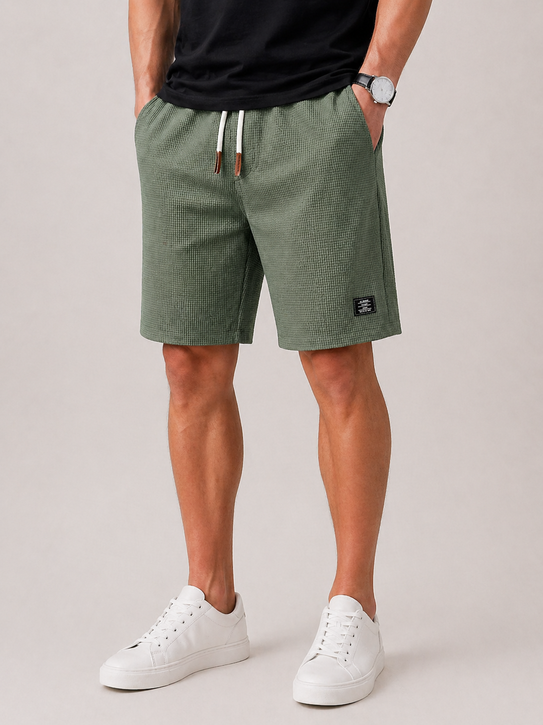 Textured Drawstring Shorts for Men