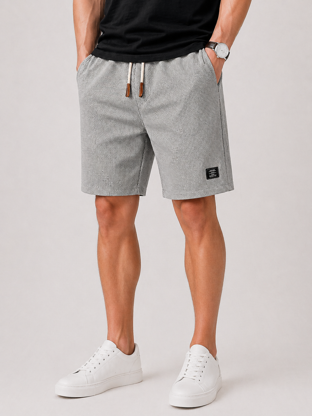 Textured Drawstring Shorts for Men