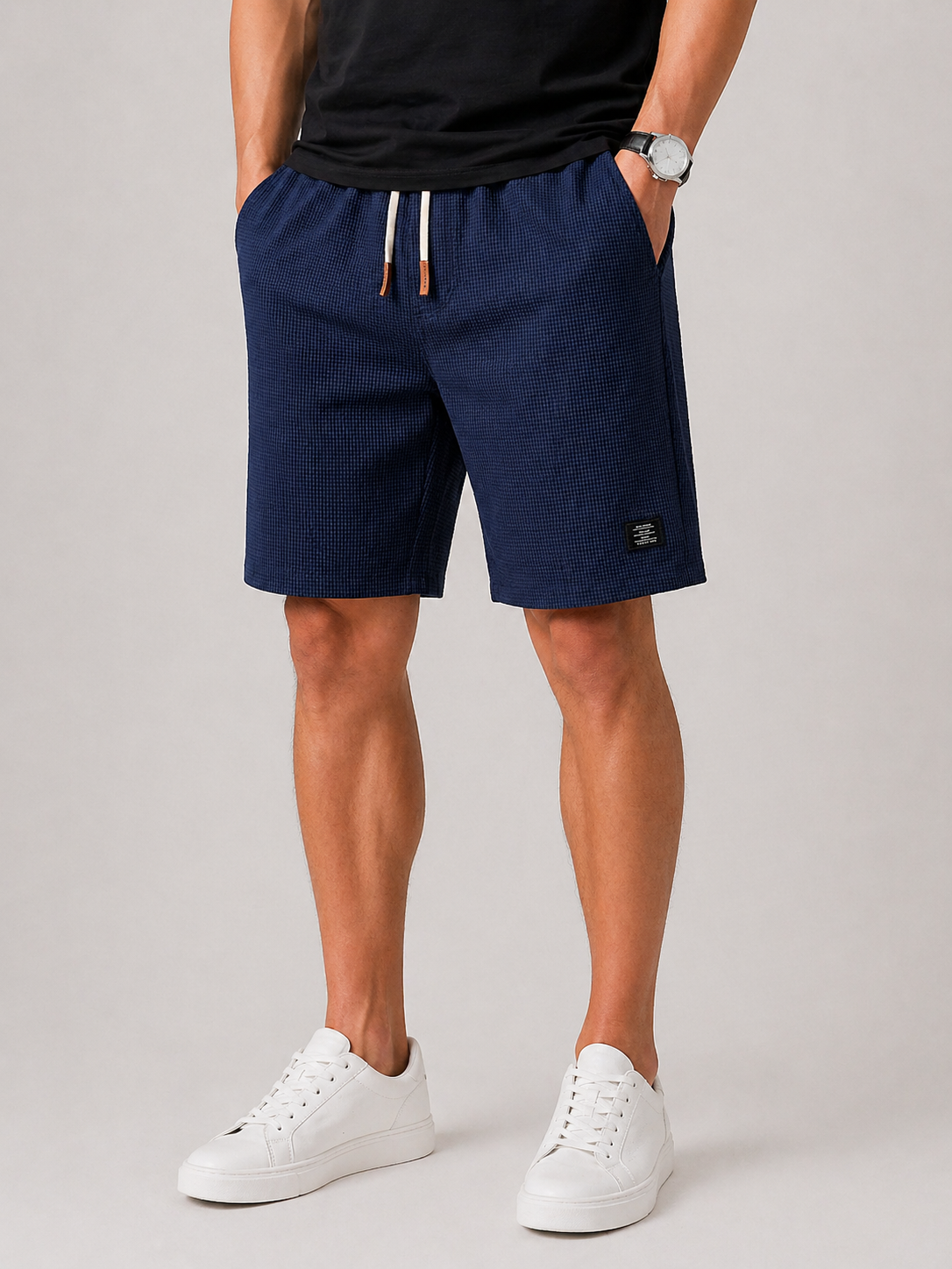 Textured Drawstring Shorts for Men